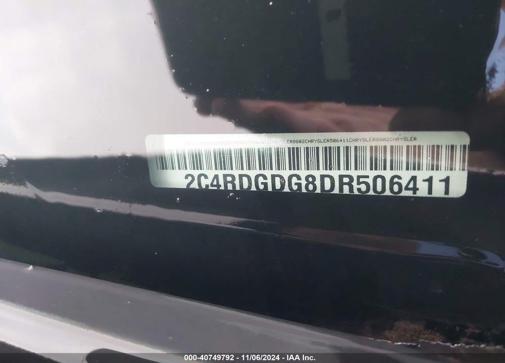 2013 DODGE GRAND CARAVAN CREW VIN: 2C4RDGDG8DR506411