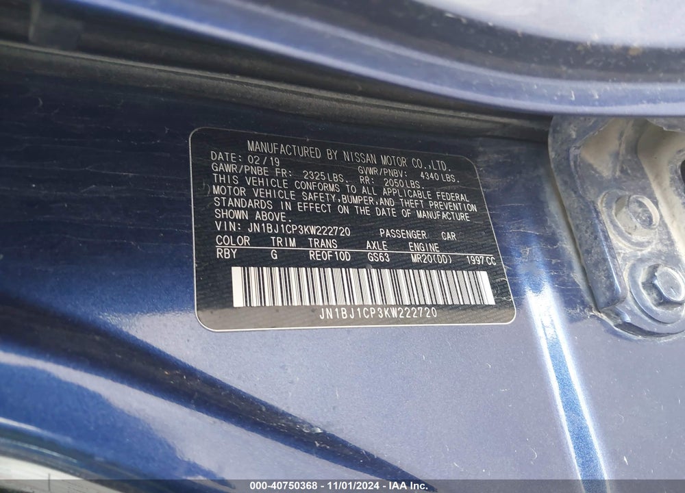 2019 NISSAN ROGUE SPORT S VIN: JN1BJ1CP3KW222720