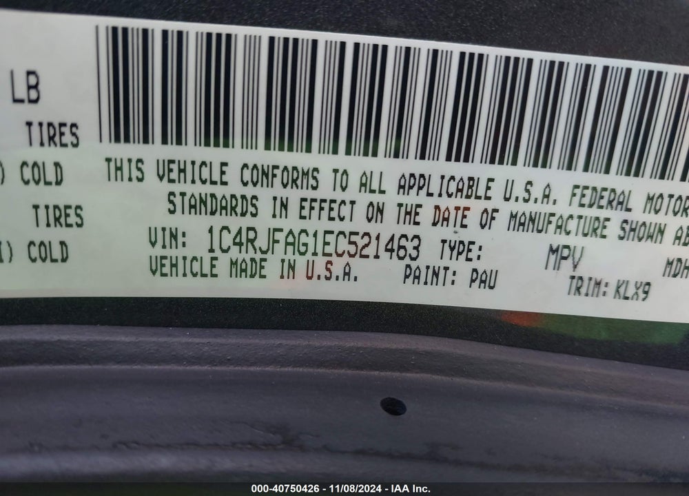 2014 JEEP GRAND CHEROKEE ALTITUDE VIN: 1C4RJFAG1EC521463