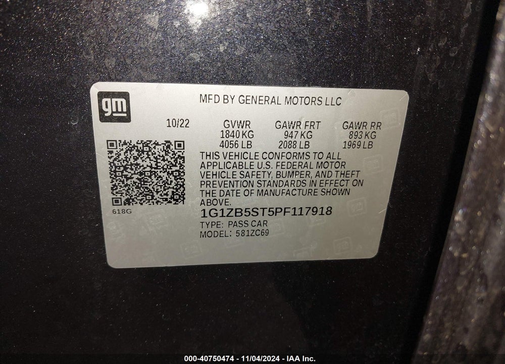 2023 CHEVROLET MALIBU FWD LS VIN: 1G1ZB5ST5PF117918