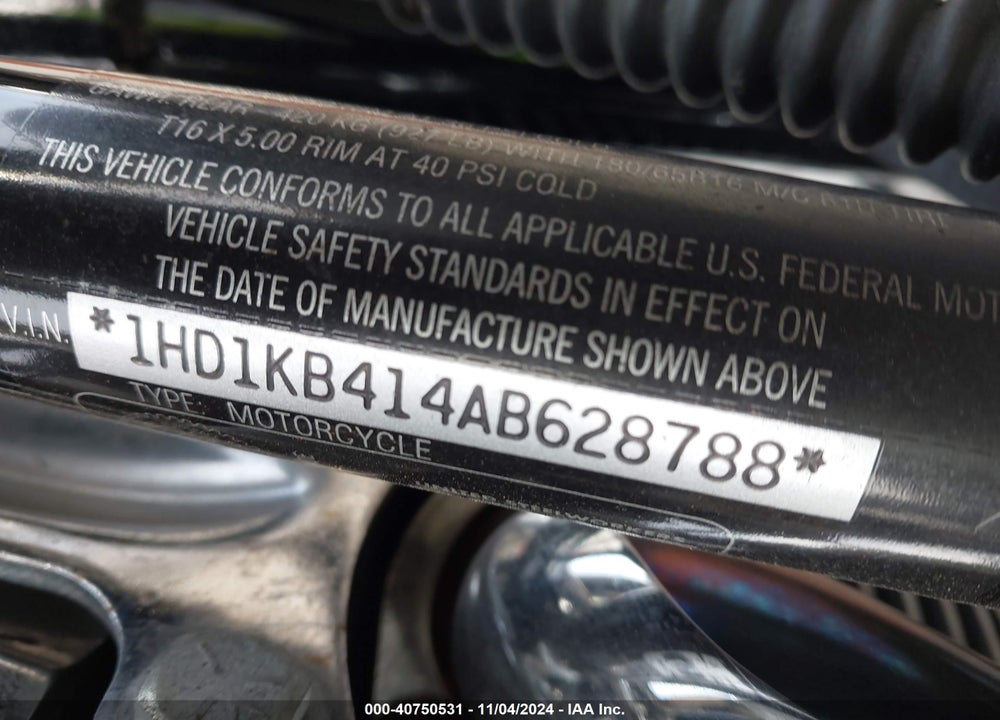 2010 HARLEY-DAVIDSON FLHX VIN: 1HD1KB414AB628788