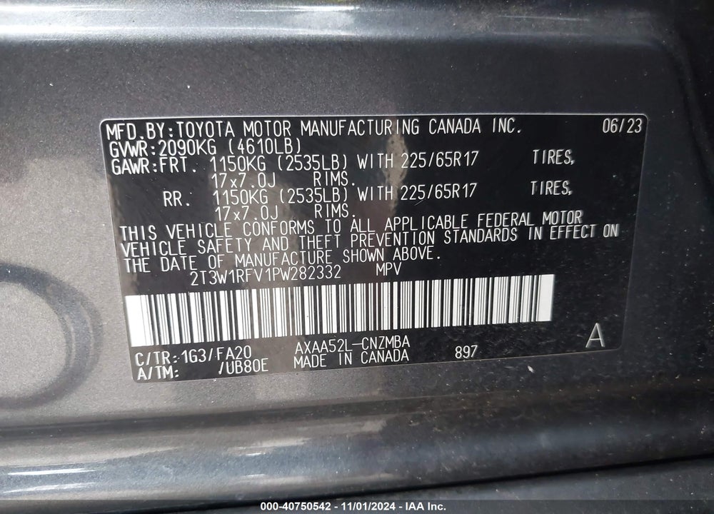 2023 TOYOTA RAV4 XLE VIN: 2T3W1RFV1PW282332