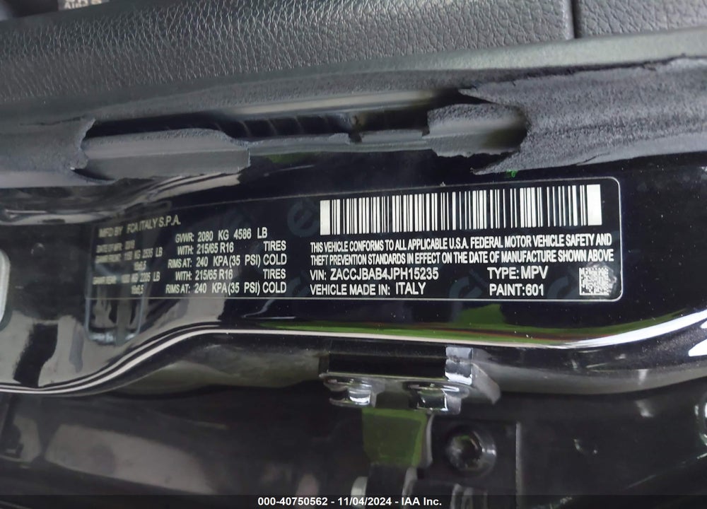 2018 JEEP RENEGADE SPORT 4X4 VIN: ZACCJBAB4JPH15235