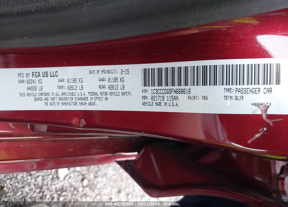 2015 CHRYSLER 200 S VIN: 1C3CCCDG5FN668616