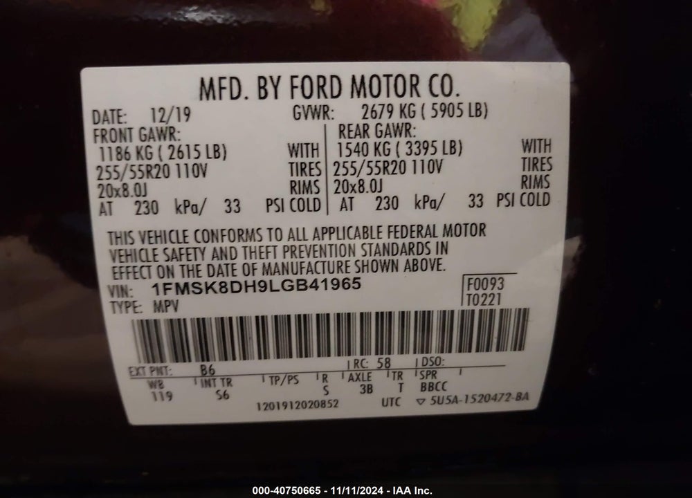 2020 FORD EXPLORER XLT VIN: 1FMSK8DH9LGB41965