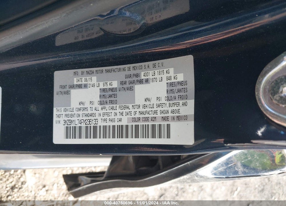 2015 MAZDA 3 I TOURING VIN: 3MZBM1L74FM236133