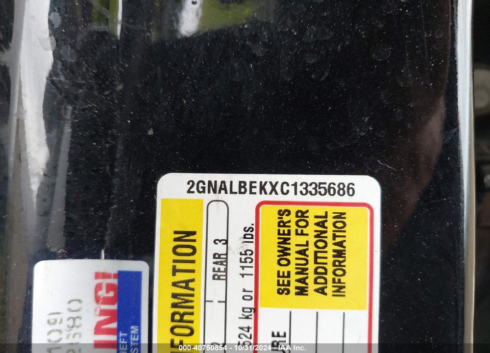 2012 CHEVROLET EQUINOX LS VIN: 2GNALBEKXC1335686