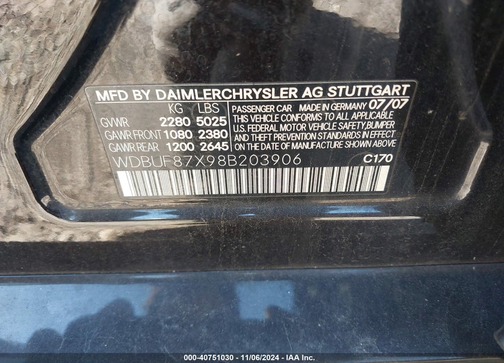 2008 MERCEDES-BENZ E 350 4MATIC VIN: WDBUF87X98B203906