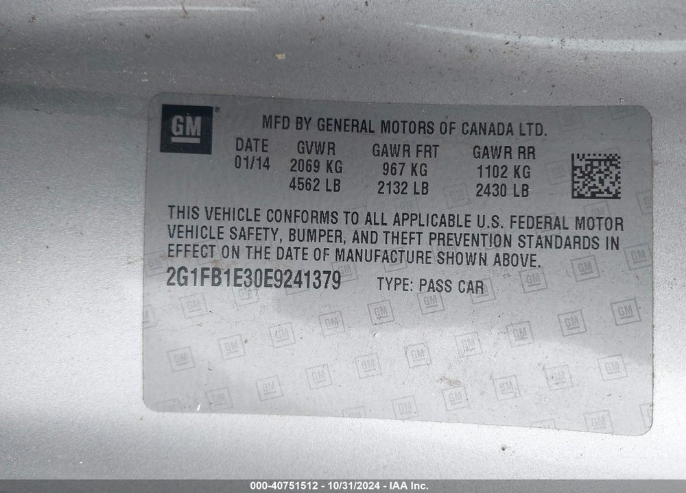 2014 CHEVROLET CAMARO 1LT VIN: 2G1FB1E30E9241379