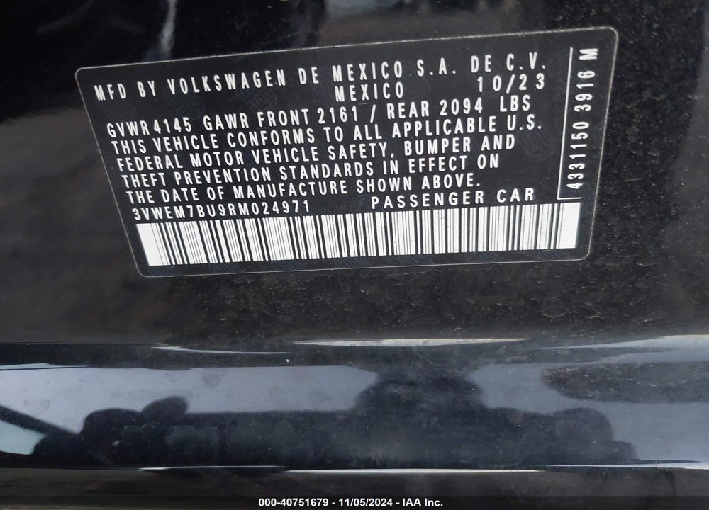 2024 VOLKSWAGEN JETTA 1.5T SE VIN: 3VWEM7BU9RM024971