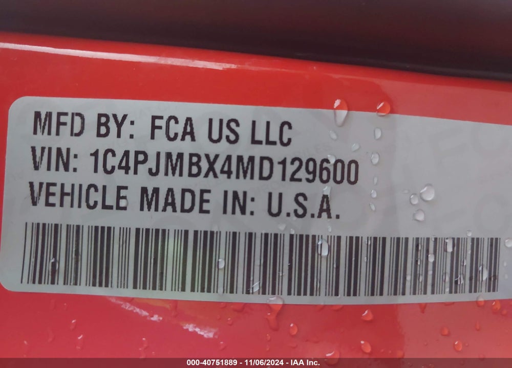 2021 JEEP CHEROKEE TRAILHAWK 4X4 VIN: 1C4PJMBX4MD129600