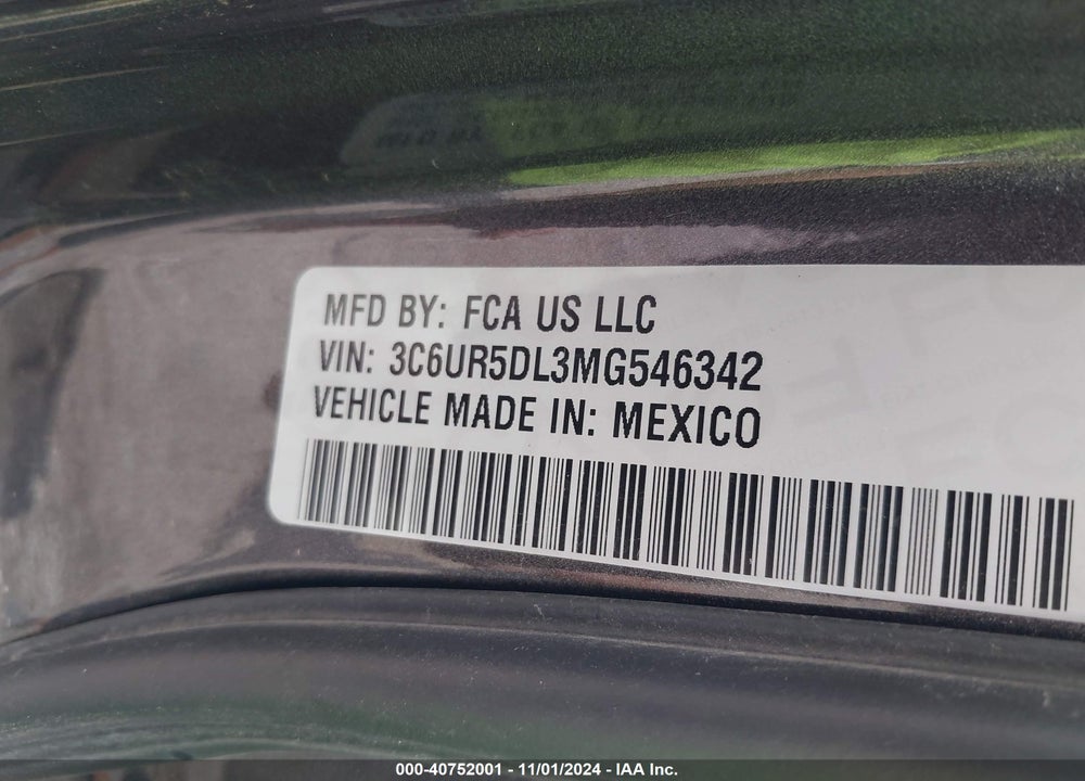 2021 RAM 2500 LONE STAR 4X4 6'4 BOX VIN: 3C6UR5DL3MG546342