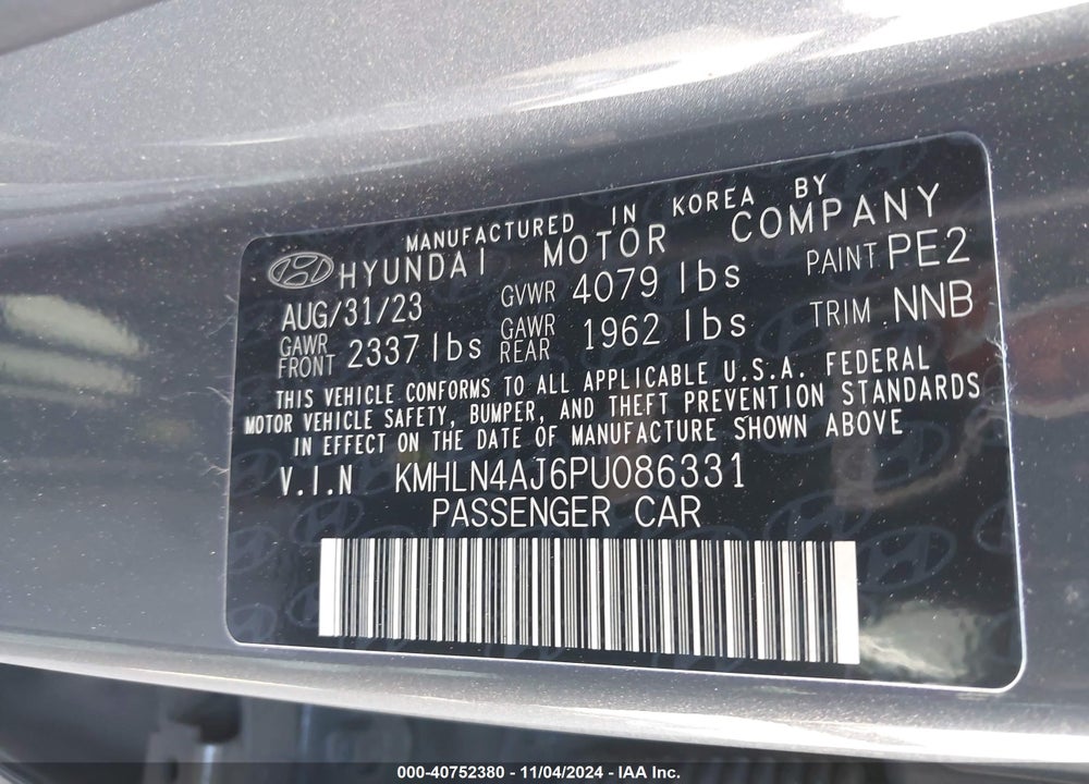 2023 HYUNDAI ELANTRA HYBRID LIMITED VIN: KMHLN4AJ6PU086331