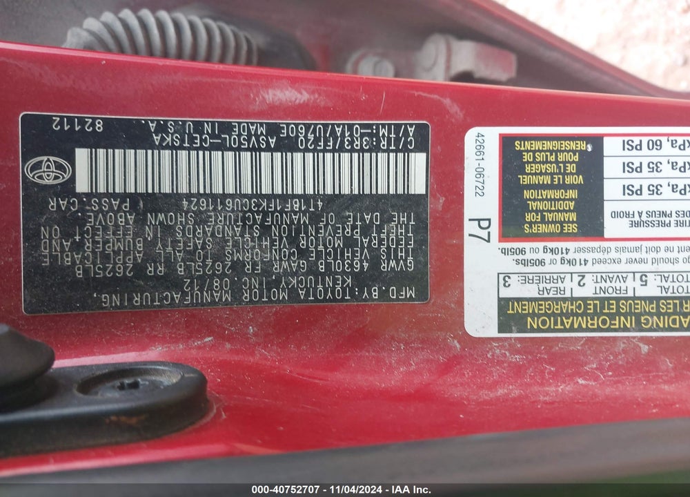 2012 TOYOTA CAMRY SE VIN: 4T1BF1FK3CU611624