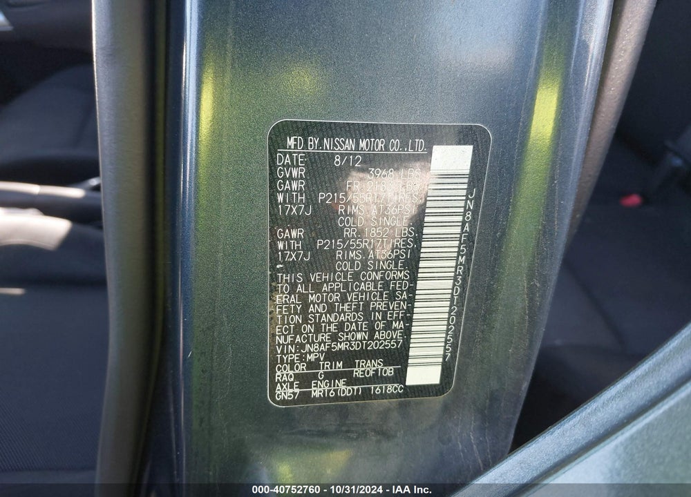 2013 NISSAN JUKE S VIN: JN8AF5MR3DT202557