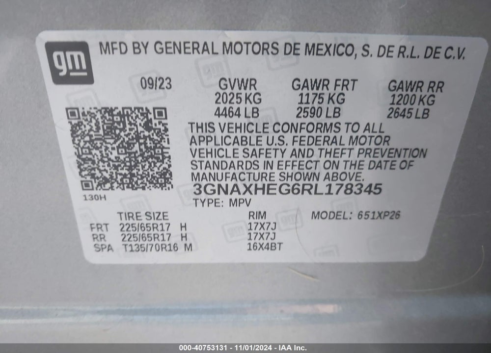 2024 CHEVROLET EQUINOX FWD LS VIN: 3GNAXHEG6RL178345