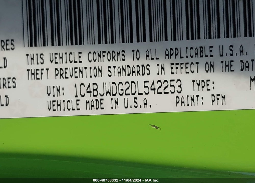 2013 JEEP WRANGLER UNLIMITED SPORT VIN: 1C4BJWDG2DL542253