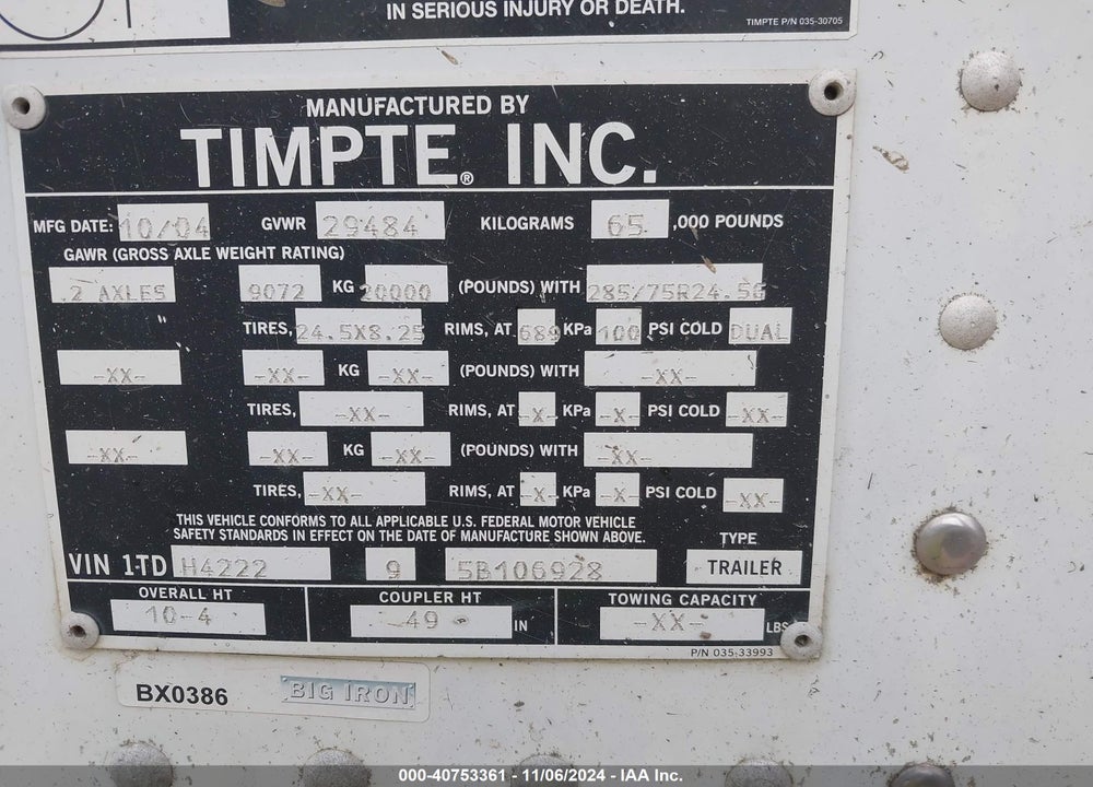 2005 TIMPTE --- VIN: 1TDH422295B106928