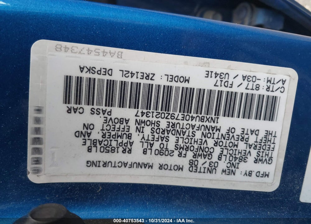 2009 TOYOTA COROLLA S VIN: 1NXBU40E79Z021347