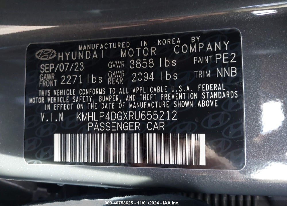 2024 HYUNDAI ELANTRA LIMITED VIN: KMHLP4DGXRU655212
