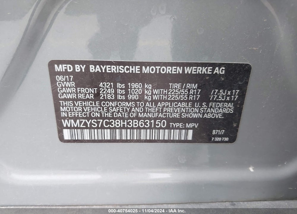 2017 MINI COUNTRYMAN COOPER VIN: WMZYS7C38H3B63150