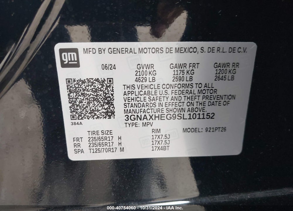 2025 CHEVROLET EQUINOX FWD LT VIN: 3GNAXHEG9SL101152