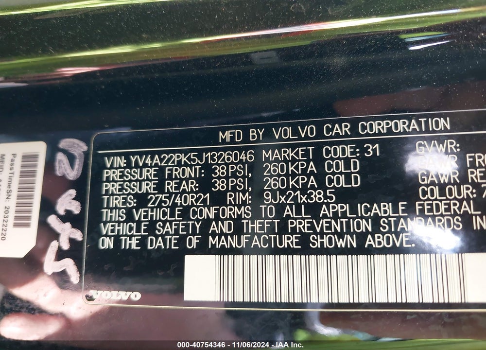 2018 VOLVO XC90 T6 MOMENTUM VIN: YV4A22PK5J1326046