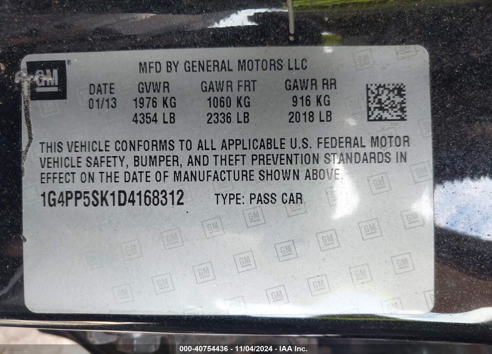 2013 BUICK VERANO VIN: 1G4PP5SK1D4168312