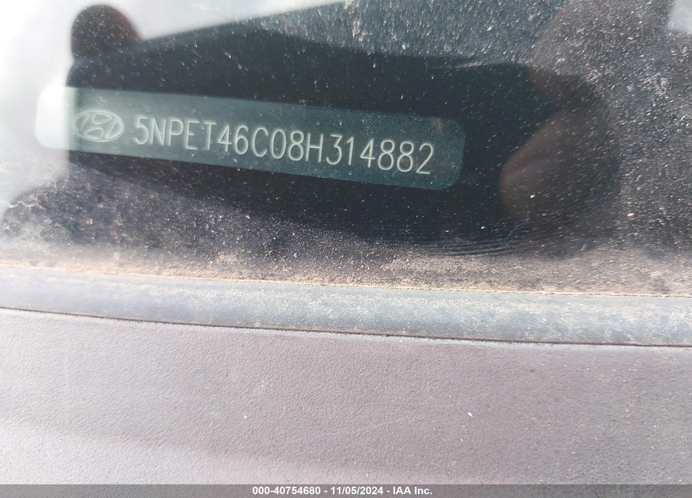2008 HYUNDAI SONATA GLS VIN: 5NPET46C08H314882
