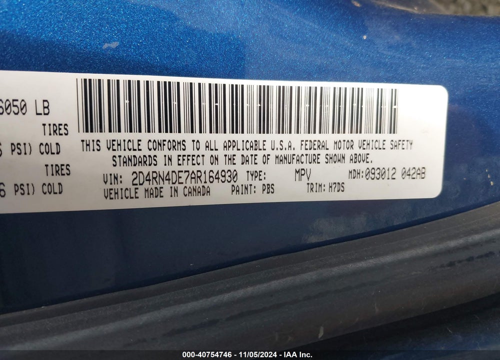 2010 DODGE GRAND CARAVAN SE VIN: 2D4RN4DE7AR164930
