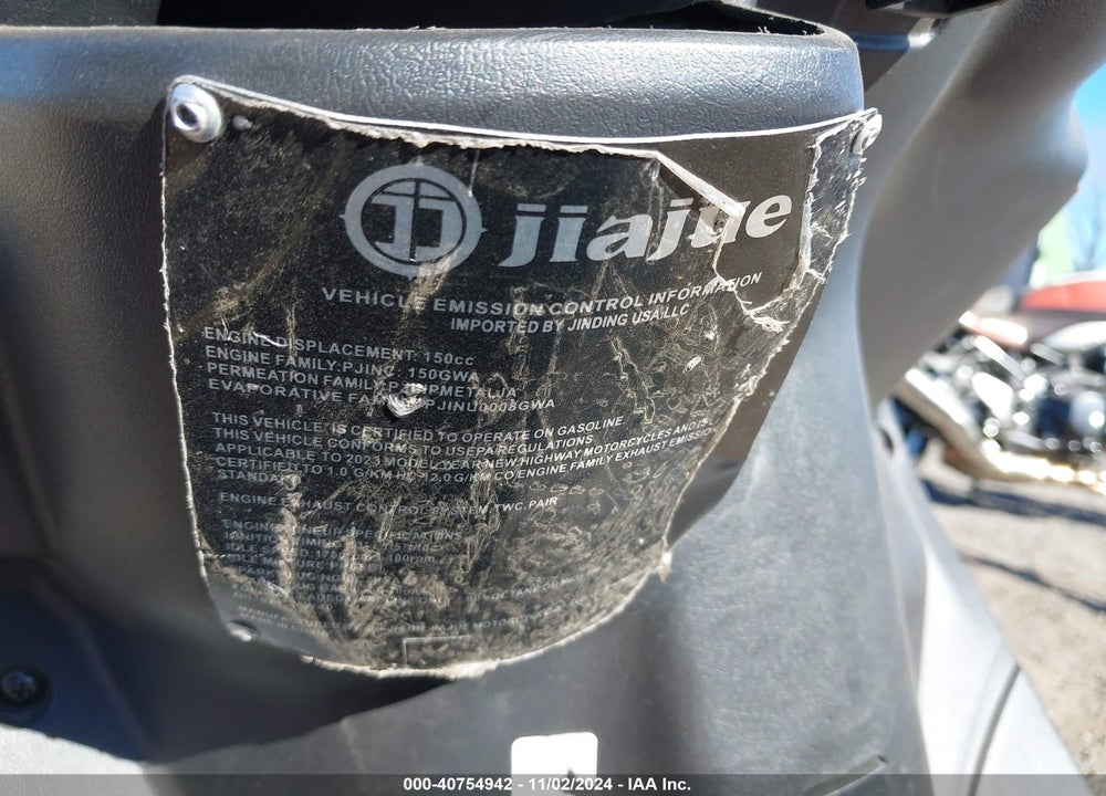 2023 JIAJ SCOOTER VIN: LLPTGKBN7P1080003