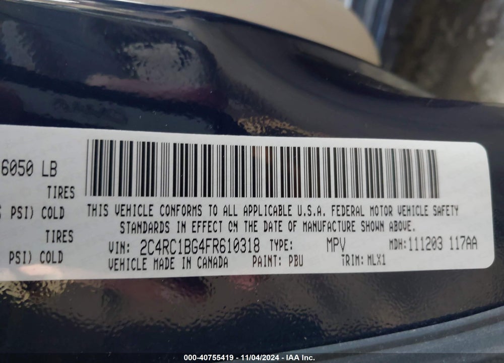 2015 CHRYSLER TOWN & COUNTRY TOURING VIN: 2C4RC1BG4FR610318