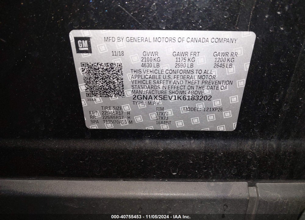 2019 CHEVROLET EQUINOX LS VIN: 2GNAXSEV1K6183202