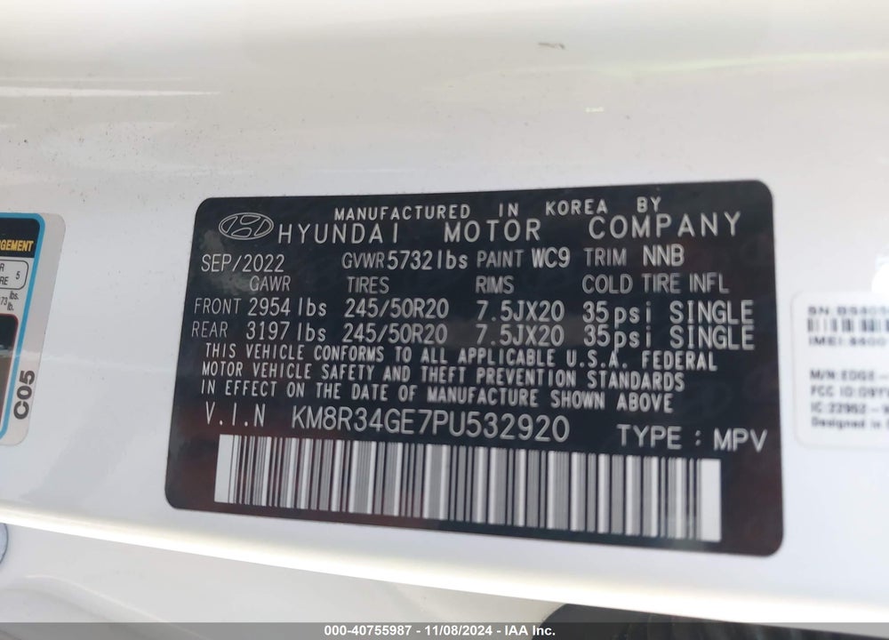 2023 HYUNDAI PALISADE XRT VIN: KM8R34GE7PU532920