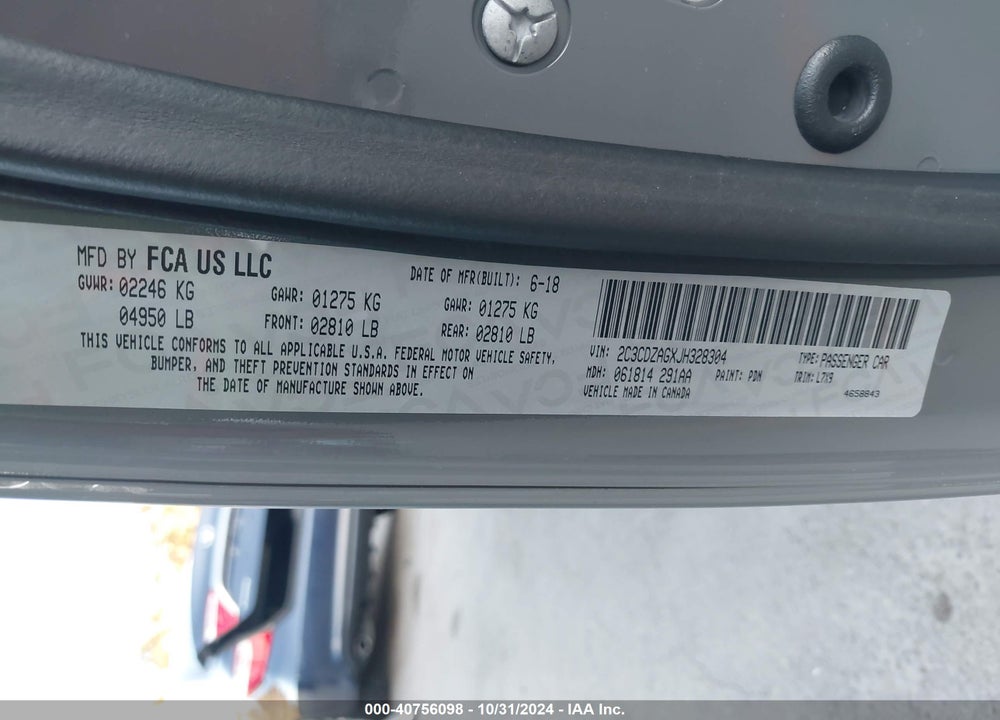 2018 DODGE CHALLENGER SXT VIN: 2C3CDZAGXJH328304