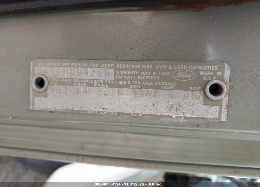 1969 FORD ECONOLINE VIN: E23GHD64360