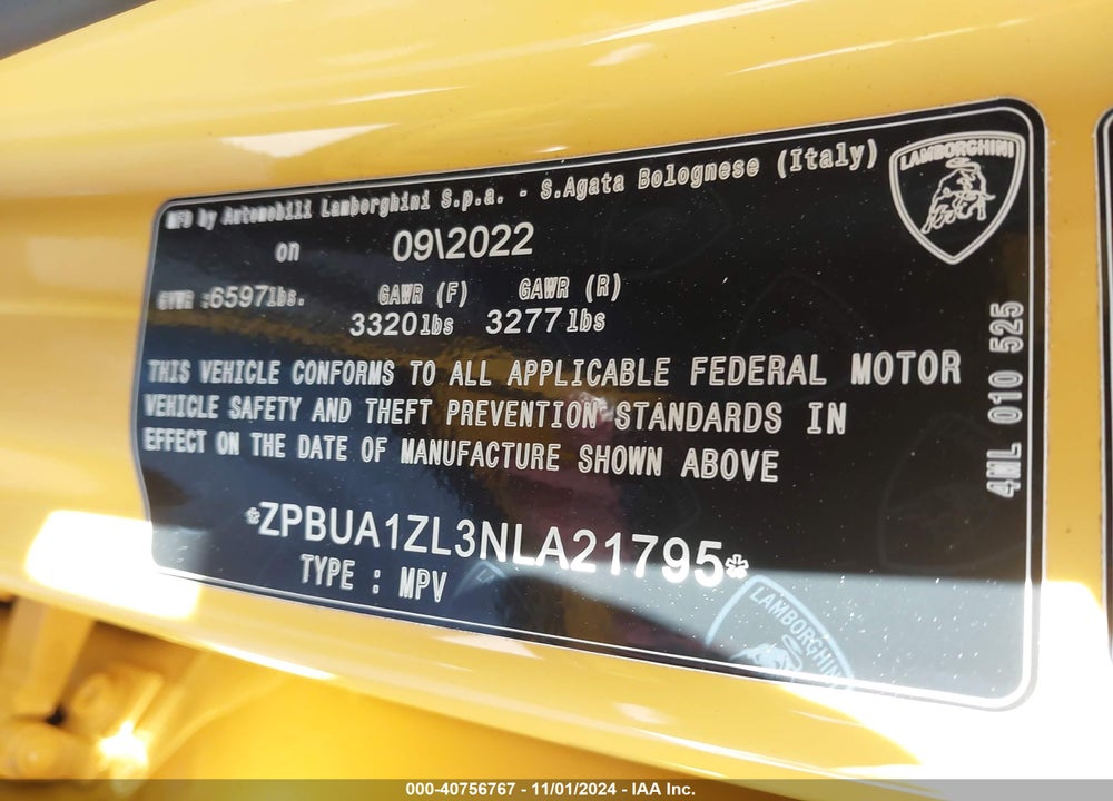 2022 LAMBORGHINI URUS GRAPHITE CAPSULE/PEARL CAPSULE VIN: ZPBUA1ZL3NLA21795