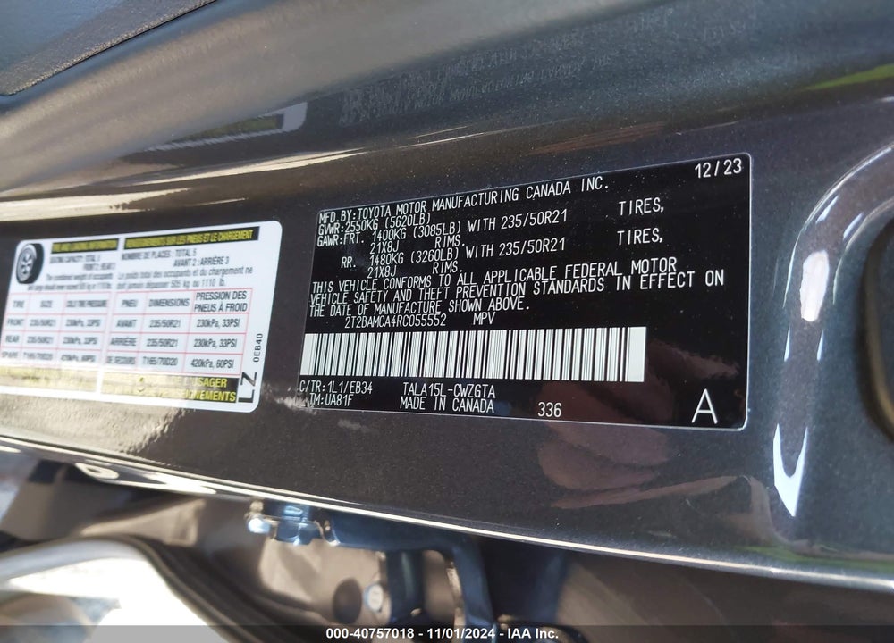 2024 LEXUS RX 350 F SPORT HANDLING VIN: 2T2BAMCA4RC055552