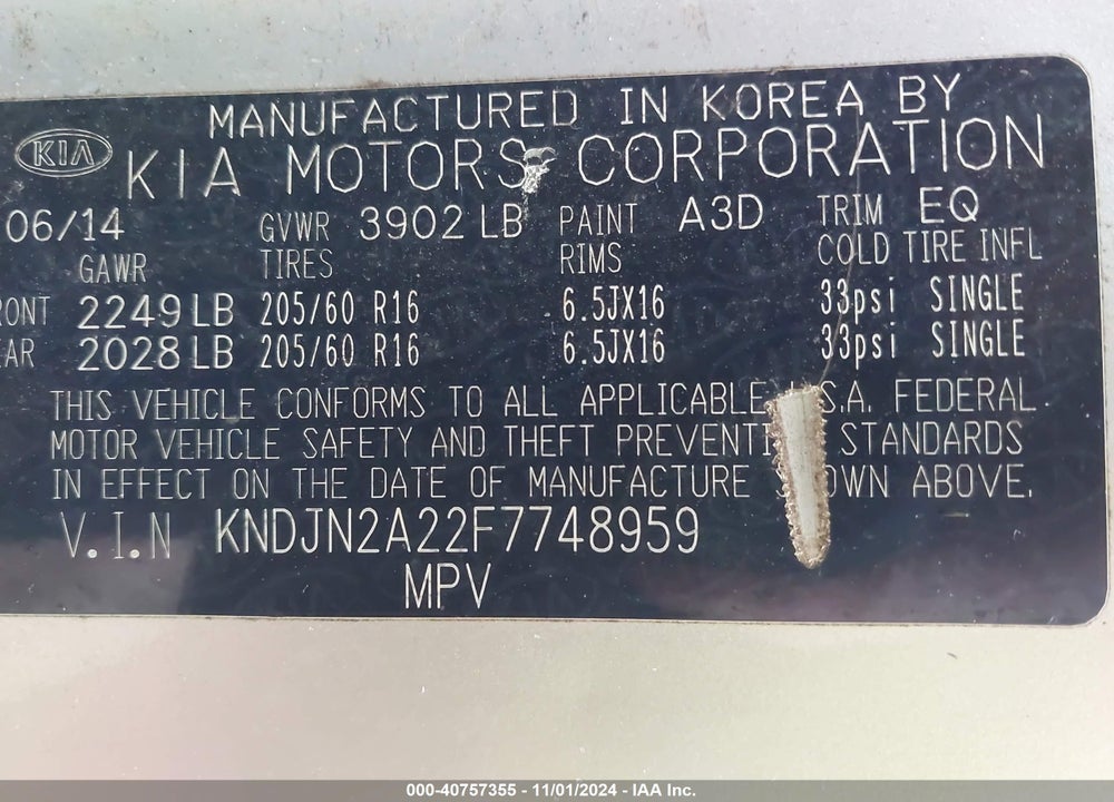 2015 KIA SOUL VIN: KNDJN2A22F7748959