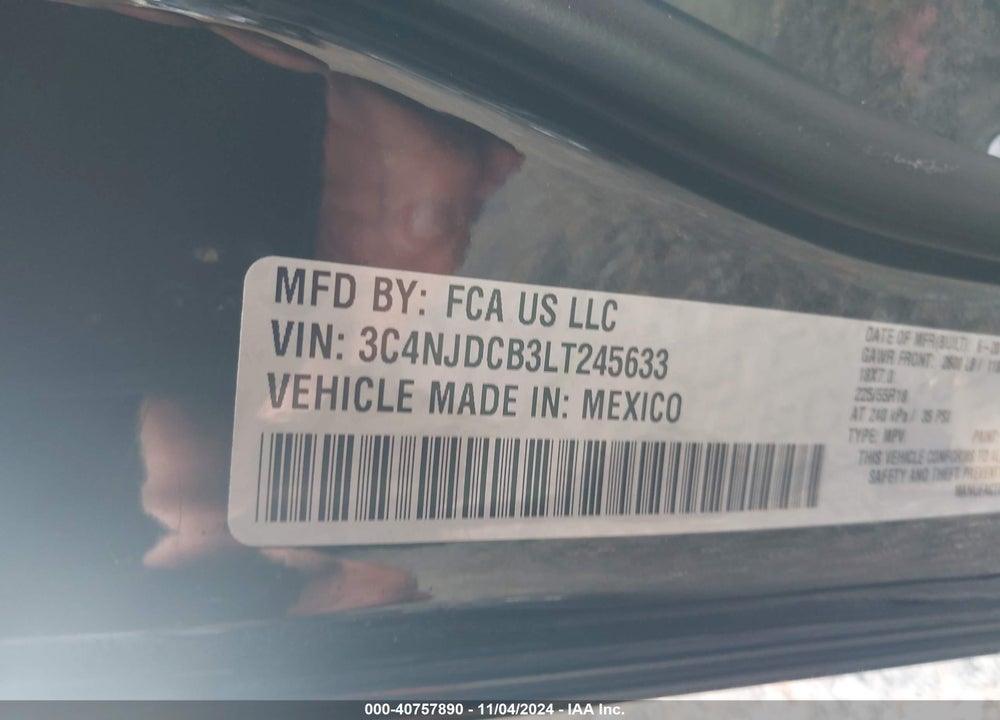 2020 JEEP COMPASS LIMITED 4X4 VIN: 3C4NJDCB3LT245633
