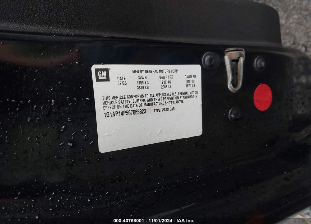 2006 CHEVROLET COBALT SS SUPERCHARGED VIN: 1G1AP14P567665823