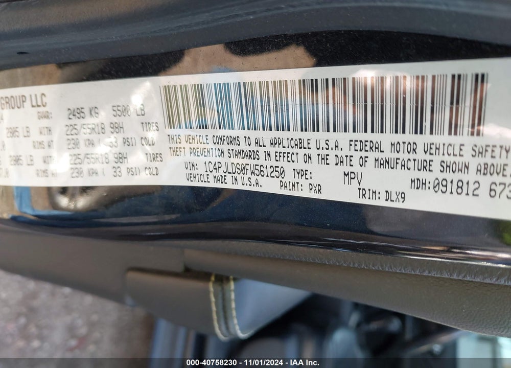 2015 JEEP CHEROKEE LIMITED VIN: 1C4PJLDS0FW561250