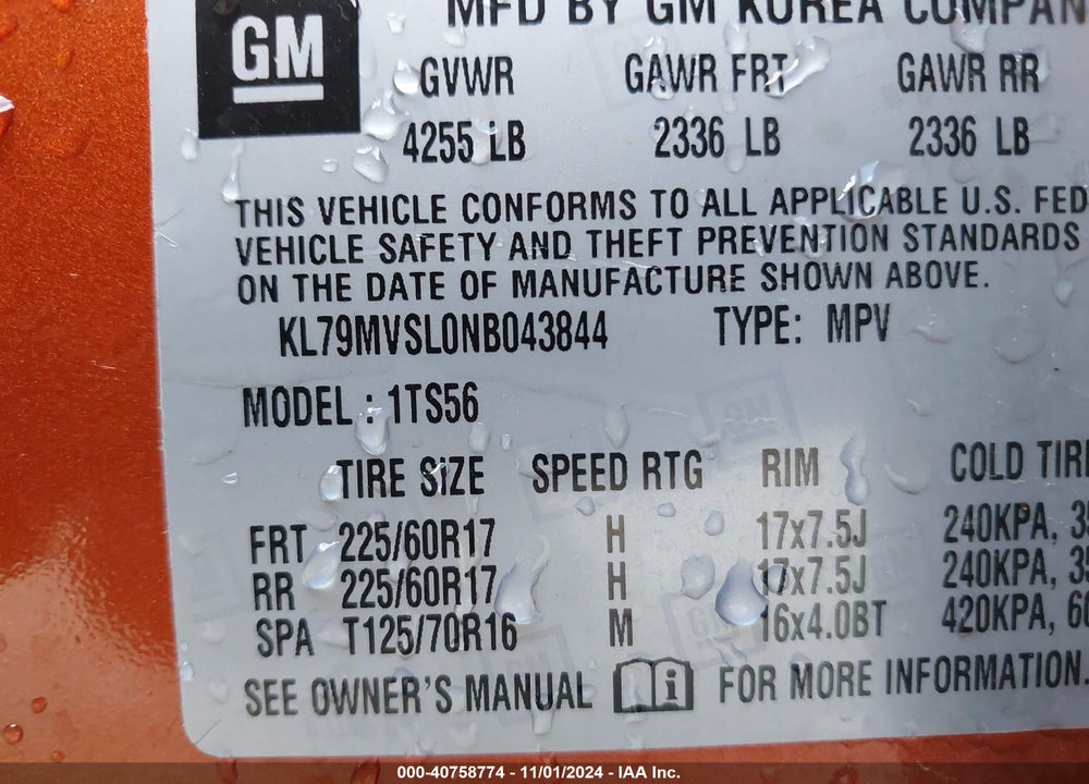 2022 CHEVROLET TRAILBLAZER FWD ACTIV VIN: KL79MVSL0NB043844