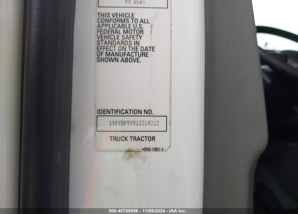 2018 KENWORTH T680 VIN: 1XKYDP9X9JJ214212