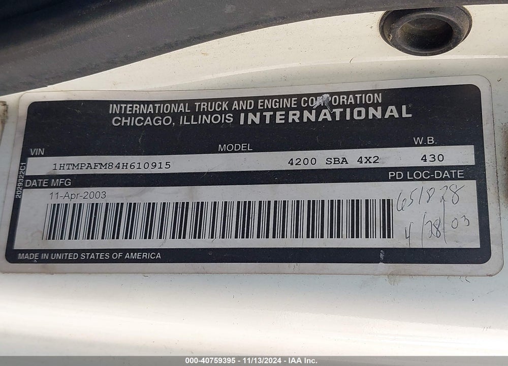 2004 INTERNATIONAL 4000 4200 VIN: 1HTMPAFM84H610915
