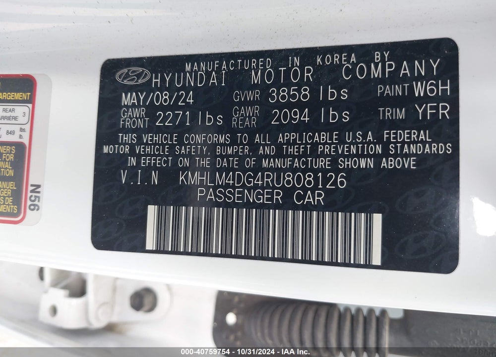 2024 HYUNDAI ELANTRA SEL VIN: KMHLM4DG4RU808126