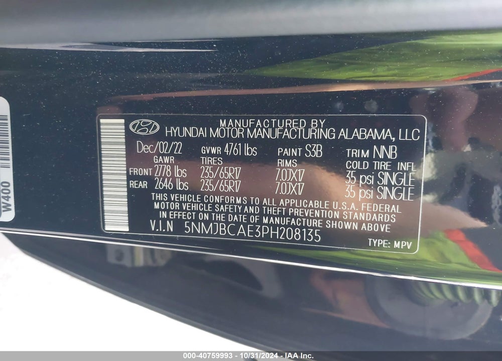 2023 HYUNDAI TUCSON VIN: 5NMJBCAE3PH208135