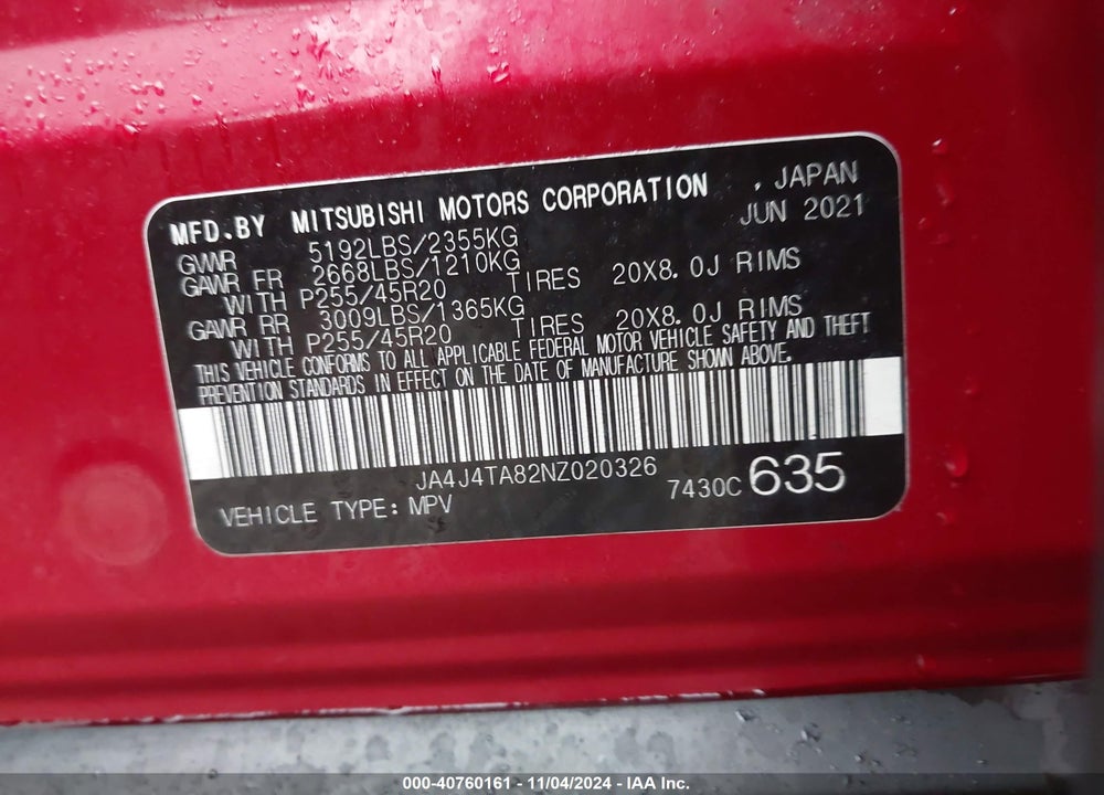 2022 MITSUBISHI OUTLANDER ES 2.5 VIN: JA4J4TA82NZ020326