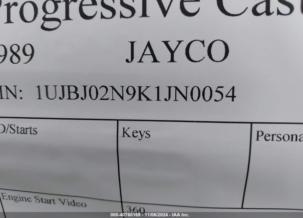 1989 JAYCO OTHER VIN: 1UJBJ02N9K1JN0054