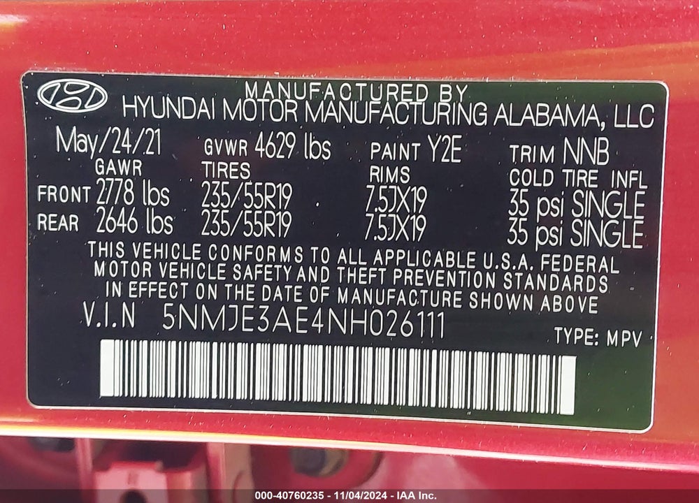 2022 HYUNDAI TUCSON LIMITED VIN: 5NMJE3AE4NH026111